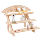 Wooden Step Display Stand 16x9x12 Inch Base Plate Size 15x2.5 Inch (1 Unit) DIY Assemble Multipurpose Rack Organizer For Exhibitions Bakery Accessories